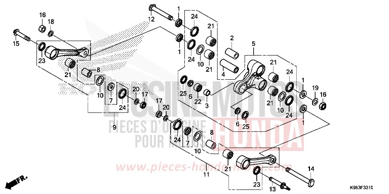 BRAS DE COUSSIN de CRF250RX EXTREME RED (R292) de 2019