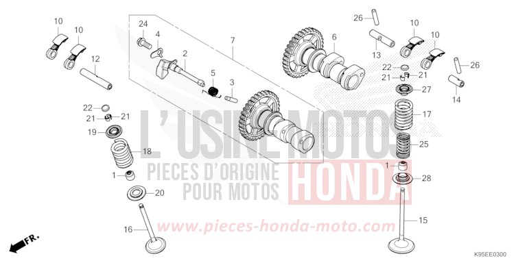 ARBRE A CAMES/SOUPAPE de CRF250RX EXTREME RED (R292) de 2022