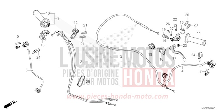 LEVIER DE GUIDON/COMMUTATEUR/CABLE de CRF250RX EXTREME RED (R292) de 2022