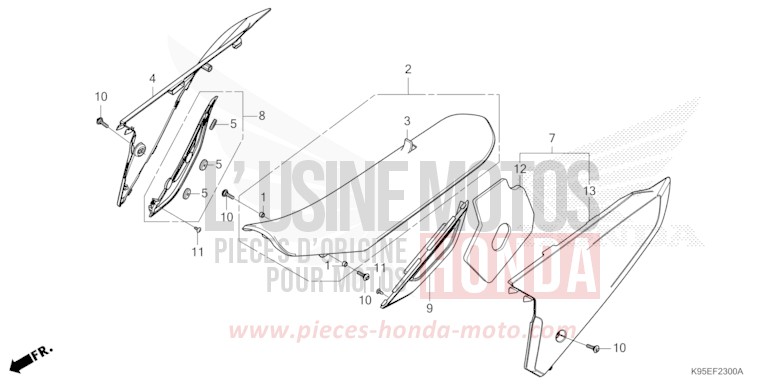 SIEGE/COUVERCLE LATERAL de CRF250RX EXTREME RED (R292) de 2022