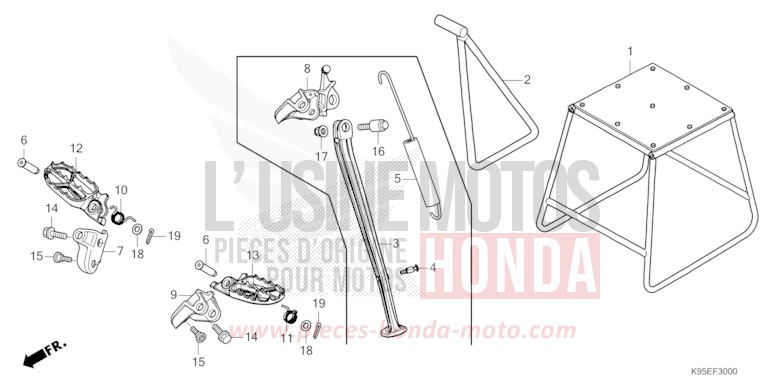 MARCHE/BEQUILLE de CRF250RX EXTREME RED (R292) de 2022