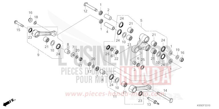 BRAS DE COUSSIN de CRF250RX EXTREME RED (R292) de 2022