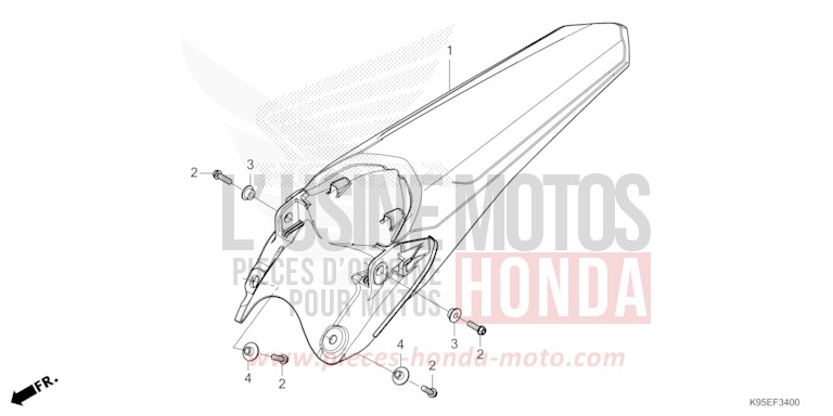 GARDE-BOUE ARRIERE de CRF250RX EXTREME RED (R292) de 2022