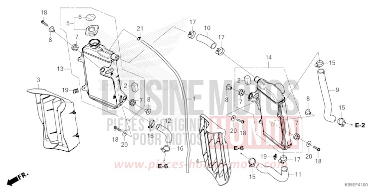 RADIATEUR de CRF250RX EXTREME RED (R292) de 2022