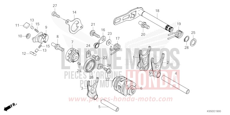 BARILLET DE SELECTION de CRF250RX EXTREME RED (R292) de 2023