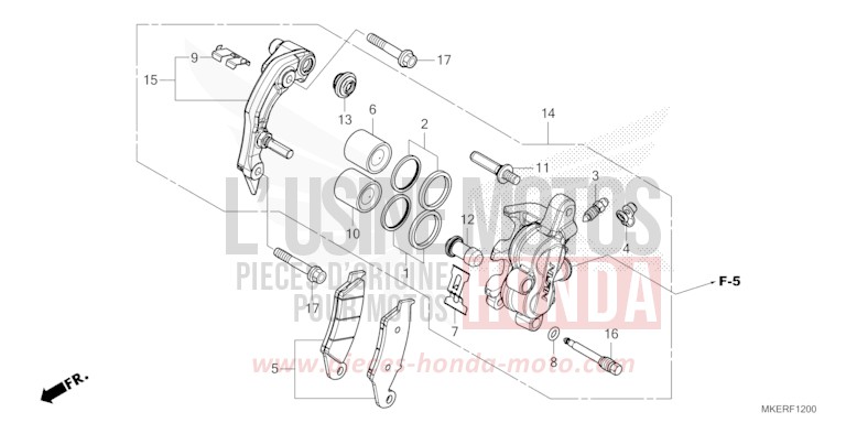 ETRIER DE FREIN AVANT de CRF450R EXTREME RED (R292) 2024