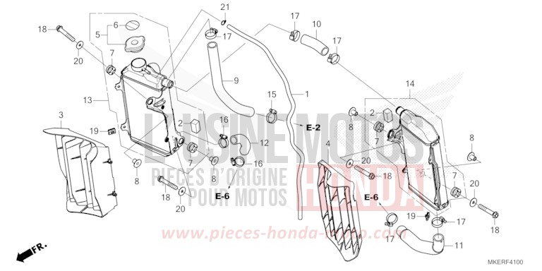 RADIATEUR de CRF450R EXTREME RED (R292) 2024