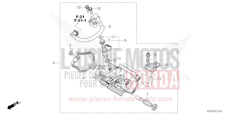 CORPS DE PAPILLON de CRF450R EXTREME RED (R292) 2024
