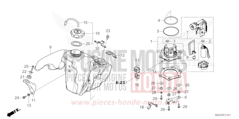 RESERVOIR A CARBURANT (CRF450RX) de CRF450R EXTREME RED (R292) 2024