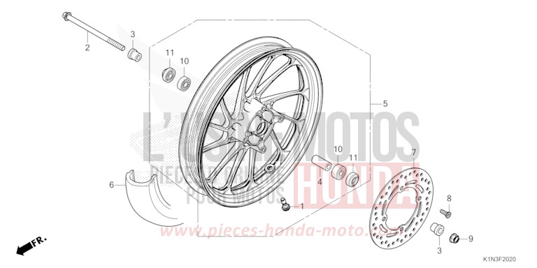 ROUE AVANT de FSH125 MAT TECHNO SILVER METALLIC (NHB18) 2024