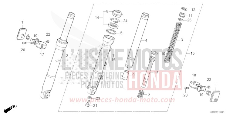 FOURCHETTE AVANT de SH125 MAT PEARL COOL WHITE (NHB44) 2024