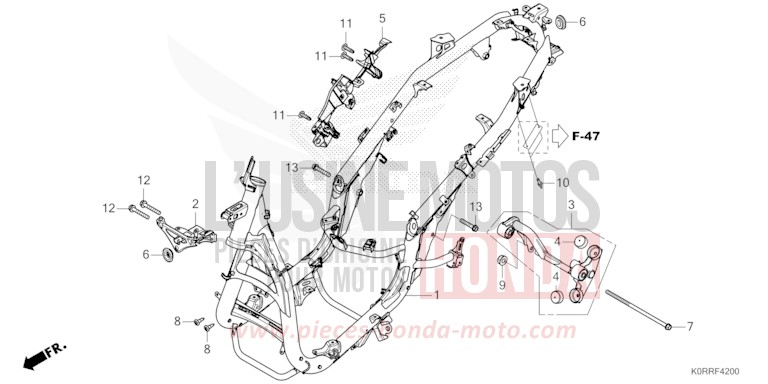 CARROSSERIE DE CHASSIS de SH125 MAT PEARL PACIFIC BLUE (PB397) 2024