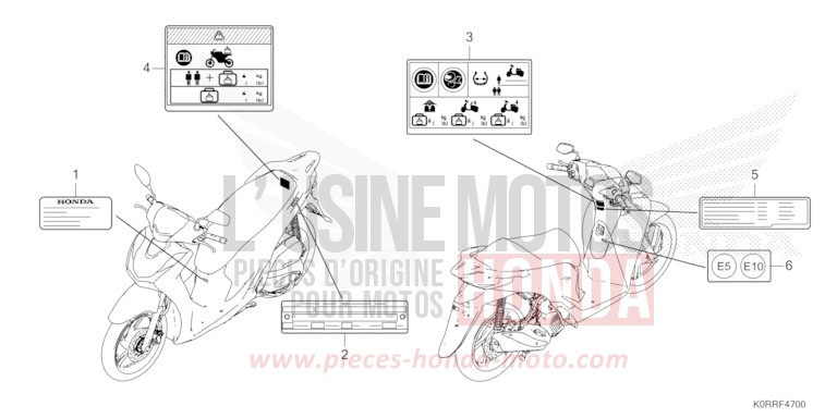 ETIQUETTE DE PRECAUTIONS de SH125 PEARL FALCON GRAY (NHC61) 2024