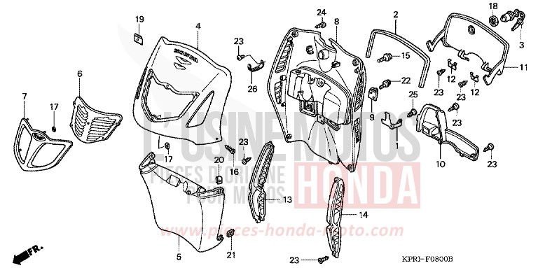 GAINE DE PROTECTION AVANT de SH150 ICE BLUE METALLIC (PB299) 2001