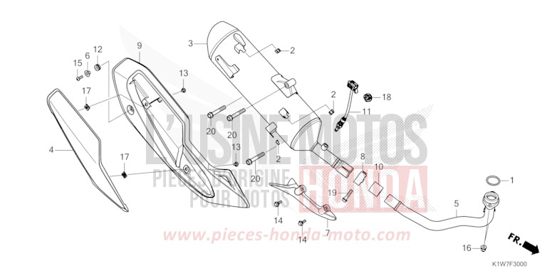 SILENCIEUX D'ECHAPPEMENT de SH350i MAT RUTHENIUM SILVER METALLIC (NHB88) 2023