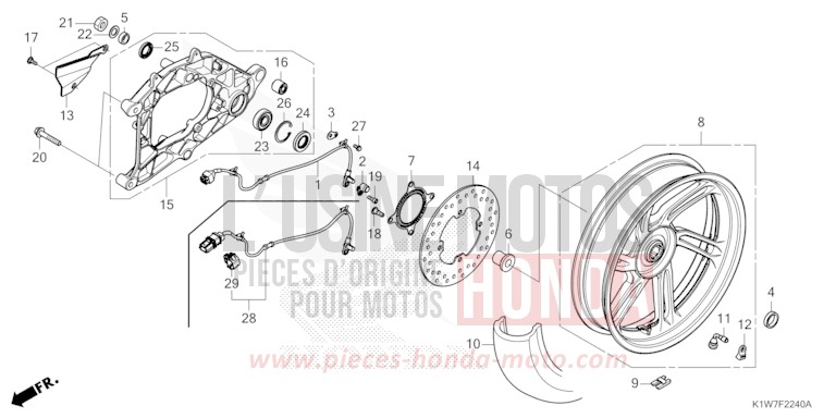 ROUE ARRIERE/BRAS OSCILLANT de SH350i MAT PEARL COOL WHITE (NHB44) 2024