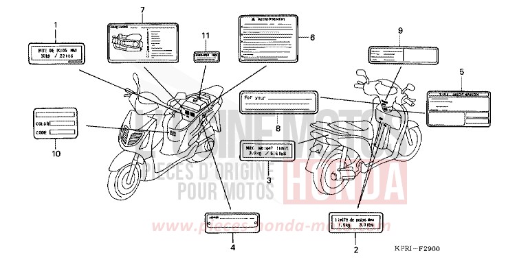 ETIQUETTE DE PRECAUTIONS de SH150 FORCE SILVER METALLIC (NH411) 2004