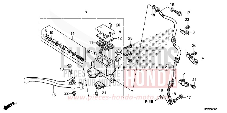 MAITRE-CYLINDRE DE FREIN AVANT CYLINDRE de SH150 PEARL NIGHTSTAR BLACK (NHA84) de 2016