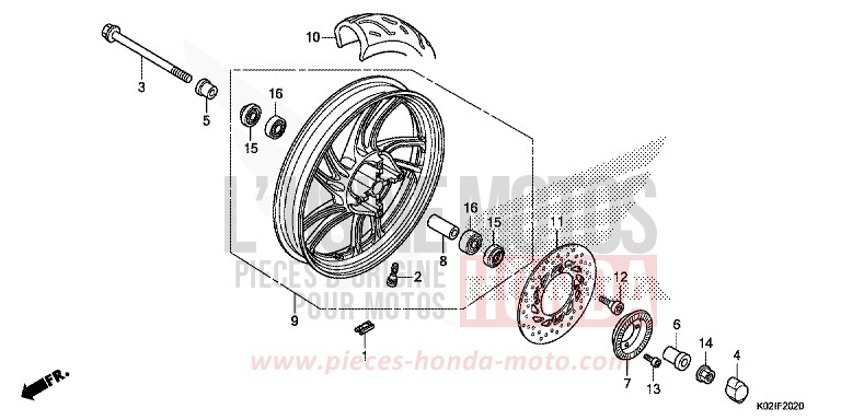 ROUE AVANT de SH150 PEARL NIGHTSTAR BLACK (NHA84) de 2016