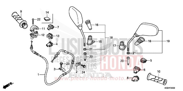 COMMUTATEUR/CABLE/MIROIR de SH150 PEARL SIENA RED (R320) 2016