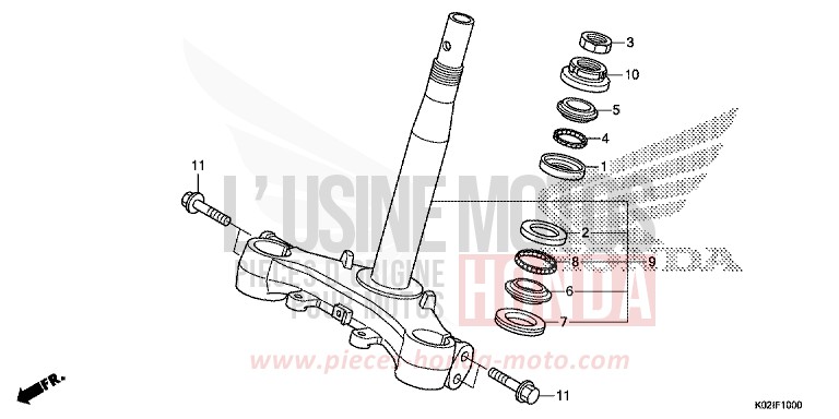 TIGE DE DIRECTION de SH150 PEARL SIENA RED (R320) de 2016