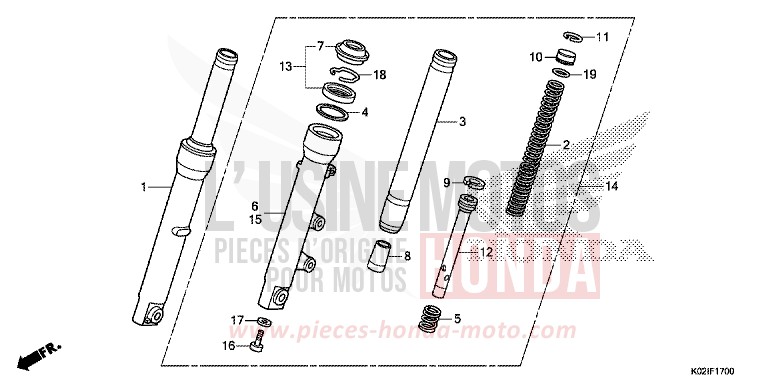 FOURCHETTE AVANT de SH150 PEARL SIENA RED (R320) de 2016
