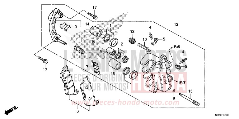 ETRIER DE FREIN AVANT de SH150 PEARL SIENA RED (R320) de 2016