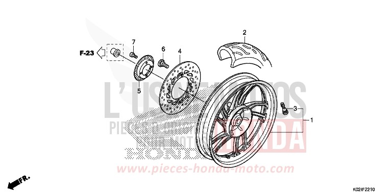 ROUE ARRIERE de SH150 PEARL SIENA RED (R320) de 2016
