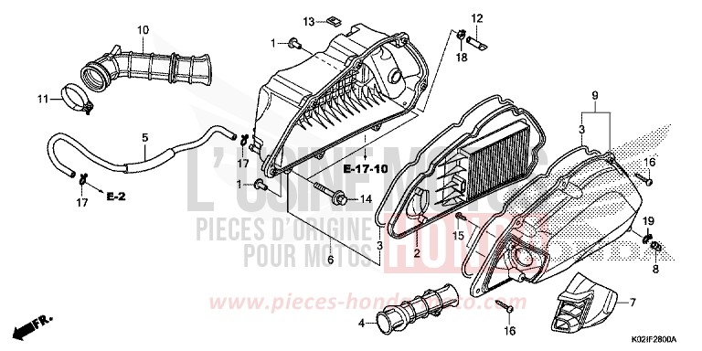 FILTRE A AIR de SH150 PEARL SIENA RED (R320) de 2016