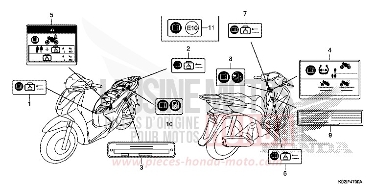 ETIQUETTE DE PRECAUTIONS de SH150 PEARL SIENA RED (R320) de 2016