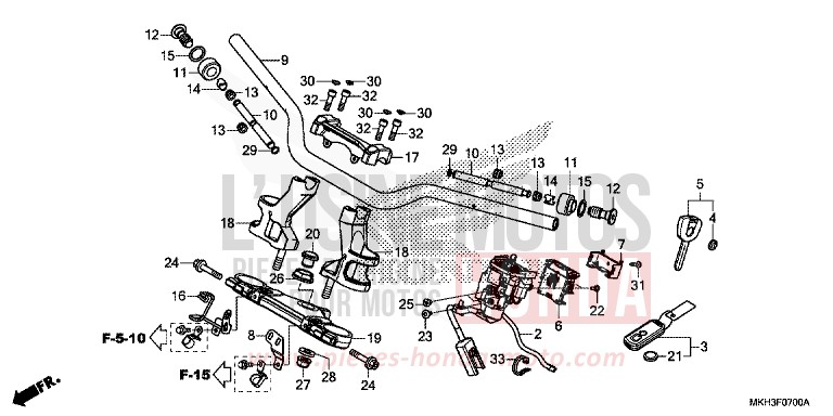 TUYAU DE GUIDON/PONT SUPERIEUR de X-ADV GRAND PRIX RED (R380) de 2018