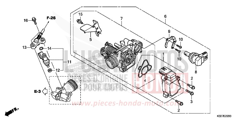 CORPS DE PAPILLON/INJECTEUR DE CARBURANT de SH150i M00NDUST SILVER METALLIC (NHB29) 2014