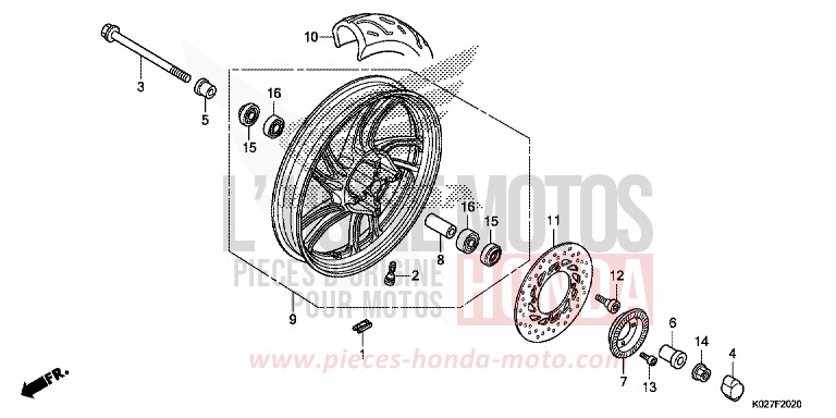 ROUE AVANT de SH150i PEARL SIENA RED (R320) 2014