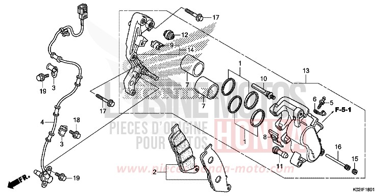 ETRIER DE FREIN AVANT (ABS) de SH150AD PEARL NIGHTSTAR BLACK (NHA84) de 2016