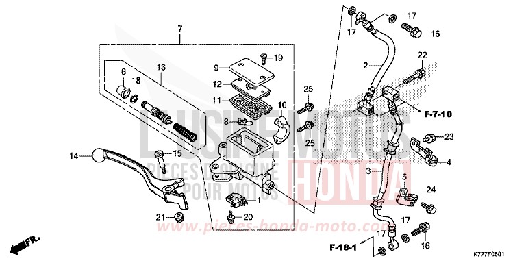 MAITRE-CYLINDRE DE FREIN AVANT CYLINDRE (SH125AD/SH150AD) de SH150AD PEARL COOL WHITE (NHA16) de 2019