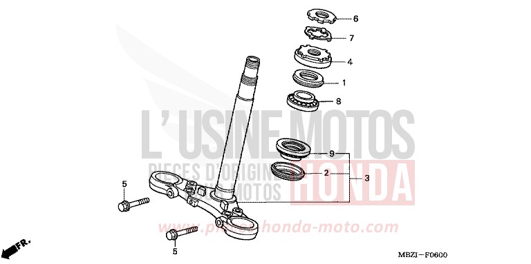TIGE DE DIRECTION de Hornet MAT TITANIUM METALLIC (YR268) 2006