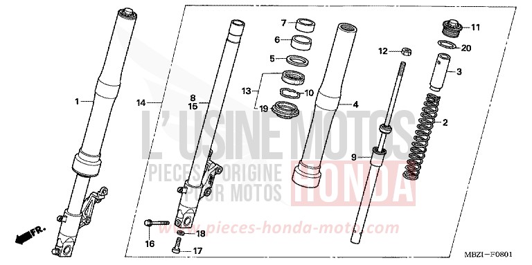 FOURCHETTE AVANT (CB600F5/6) de Hornet MAT TITANIUM METALLIC (YR268) 2006