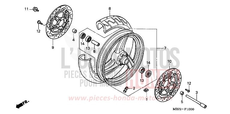 ROUE AVANT de Hornet PEARL BREEZY BLUE (PB341) 2006