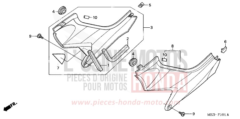 COUVERCLE LATERAL (CB600F3/4/5/6) de Hornet PEARL BREEZY BLUE (PB341) 2006