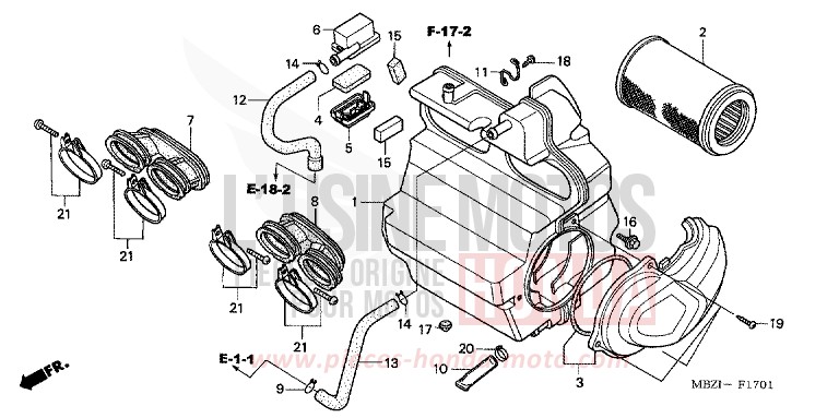 FILTRE A AIR (CB600F3/4/5/6) de Hornet PEARL BREEZY BLUE (PB341) 2006