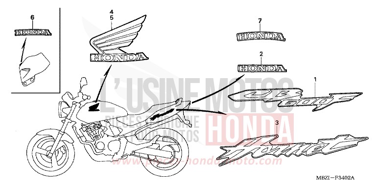 MARQUE (CB600F3/4/5/6) de Hornet PEARL BREEZY BLUE (PB341) 2006