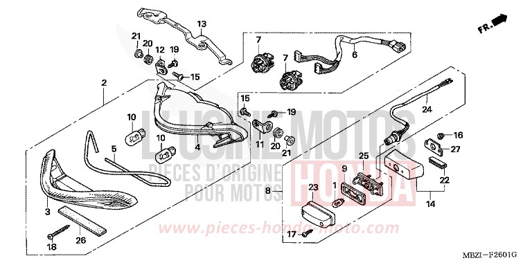 FEU ARRIERE (CB600F3/4/5/6) de Hornet BOMBAY ORANGE METALLIC (YR254) 2006