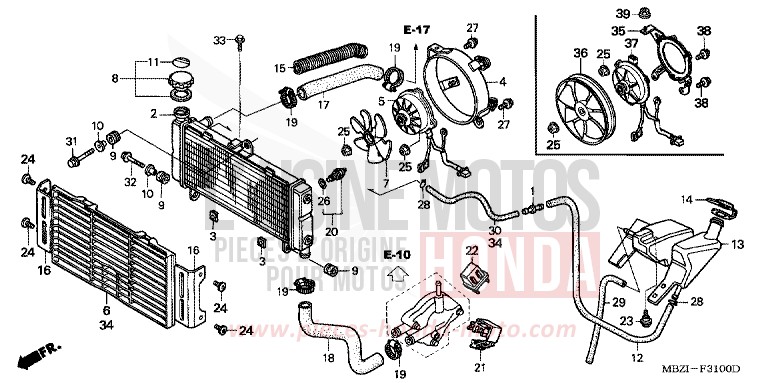 RADIATEUR de Hornet BOMBAY ORANGE METALLIC (YR254) 2006