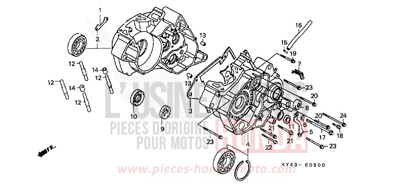 CARTER MOTEUR de NSR125R REAL WHITE (NH250H) 1992