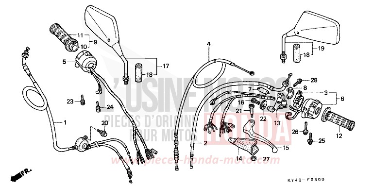 COMMUTATEUR/CABLE de NSR125R REAL WHITE (NH250H) 1992