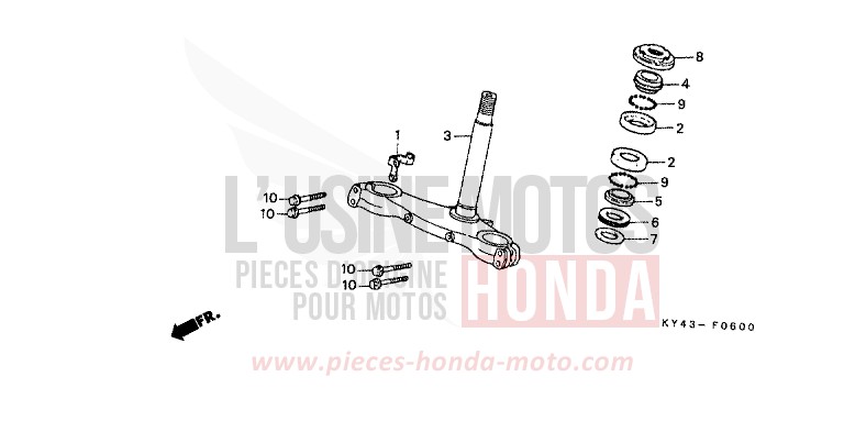 TIGE DE DIRECTION de NSR125R REAL WHITE (NH250H) 1992