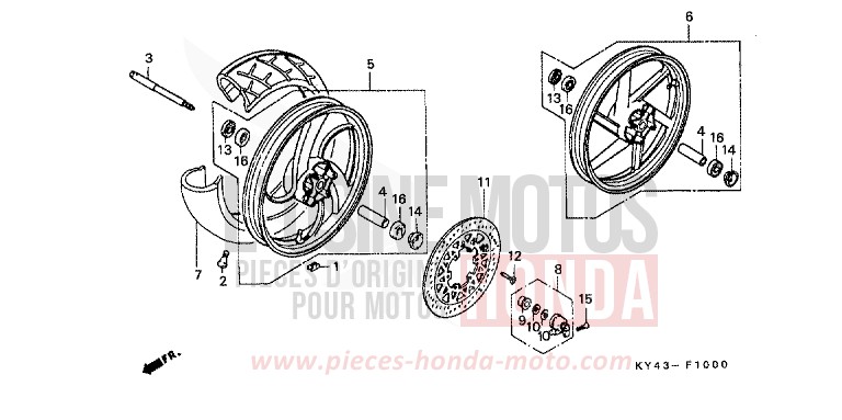 ROUE AVANT de NSR125R REAL WHITE (NH250H) 1992