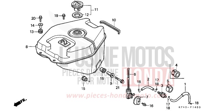 RESERVOIR A CARBURANT de NSR125R REAL WHITE (NH250H) 1992