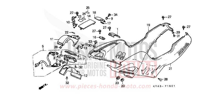 COUVERCLE LATERAL (2) de NSR125R REAL WHITE (NH250H) 1992