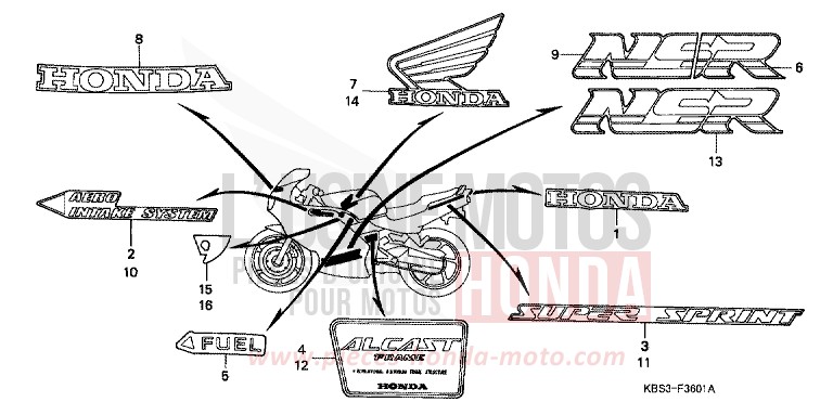 MARQUE (2) de NSR125R CLIPPER YELLOW (Y106E) 1993